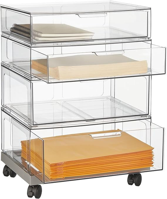 mDesign 4 Drawer Rolling Storage Cart w/Caster Wheels for Home Office, Multi-Purpose Portable Pla... | Amazon (US)