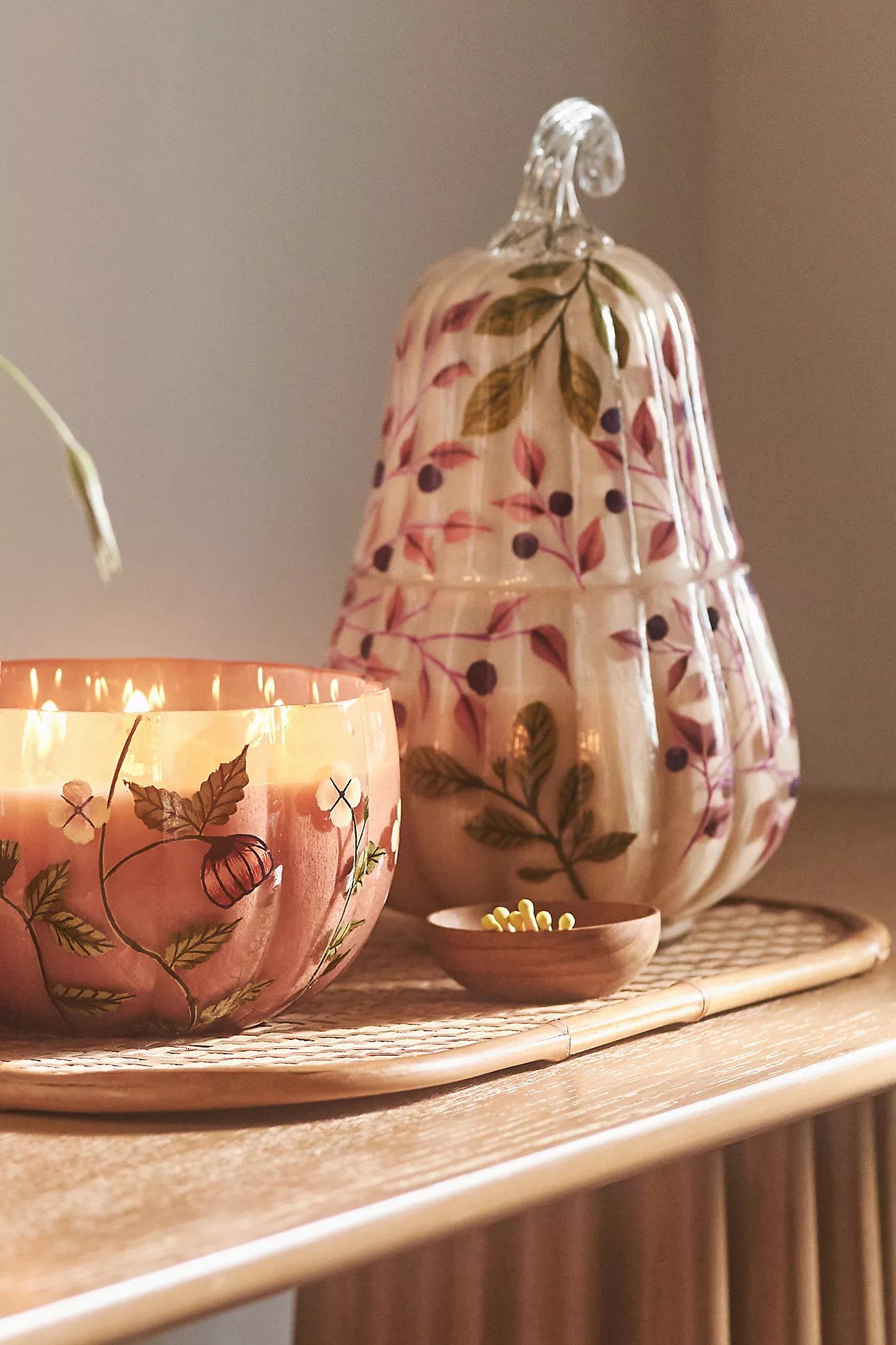 Handpainted Pumpkin & Sweet Vanilla Glass Gourd Candle | Anthropologie (US)