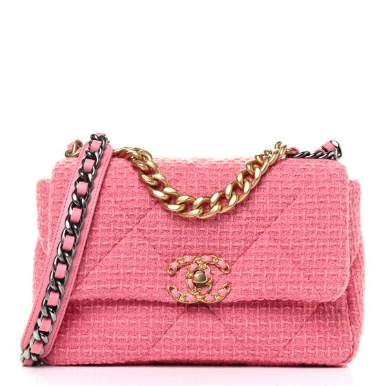 CHANEL
 
Metallic Tweed Quilted Medium Chanel 19 Flap Pink | Fashionphile