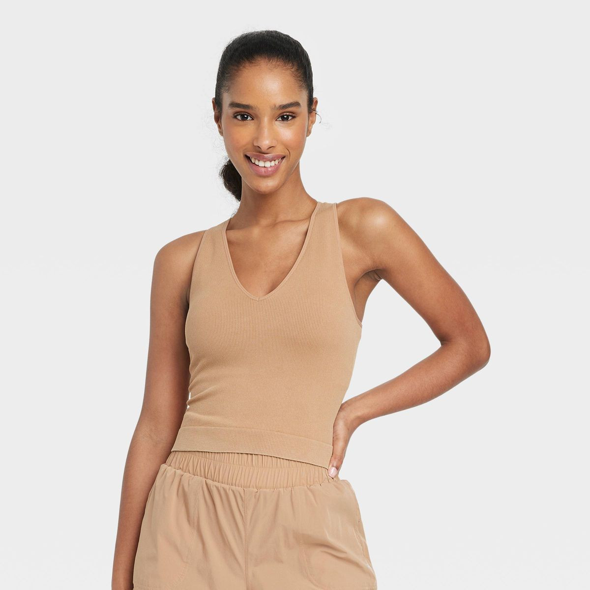 Women's V-Neck Ribbed Seamless Tank Bra - JoyLab™ | Target