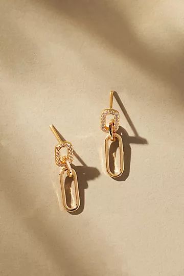 Baby Pavé Paperclip Earrings | Anthropologie (US)