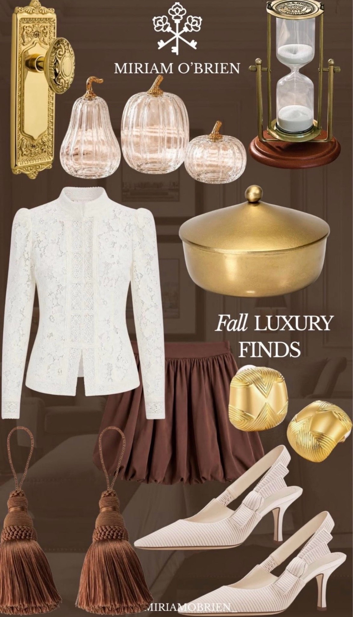 A little fall inspiration for your wardrobe AND your home. 🤎 These elegant pieces bring together warm neutrals, rich textures, gold accents, and classic details for that timeless fall feeling.
If you love an elevated, classic aesthetic, you’re going to want to see these finds! ✨
🛍️ Shop everything through my LTK!
Follow @miriamobrien on Instagram & TikTok for more beautiful finds and styling inspiration.
#LTKStyle #LTKHome #LTKFinds #FallStyle #FallFashion #FallDecor #FallHomeDecor #FallFashionFinds #HomeDecor #HomeInspiration #ClassicStyle #ClassicFashion #TimelessStyle #OldMoneyStyle #ElegantStyle #NeutralStyle #HomeStyling #InteriorInspiration #FashionInspiration #StyleInspo

#LTKmomlife #LTKOver40 #LTKHome