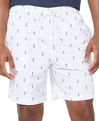 Men's Quick-Dry Anchor-Print 8" Swim Trunks | Macys (US)