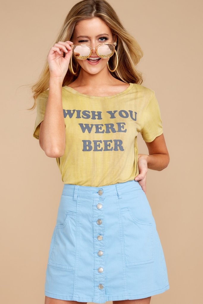 Wish You Were Beer Yellow Graphic Tee | Red Dress 