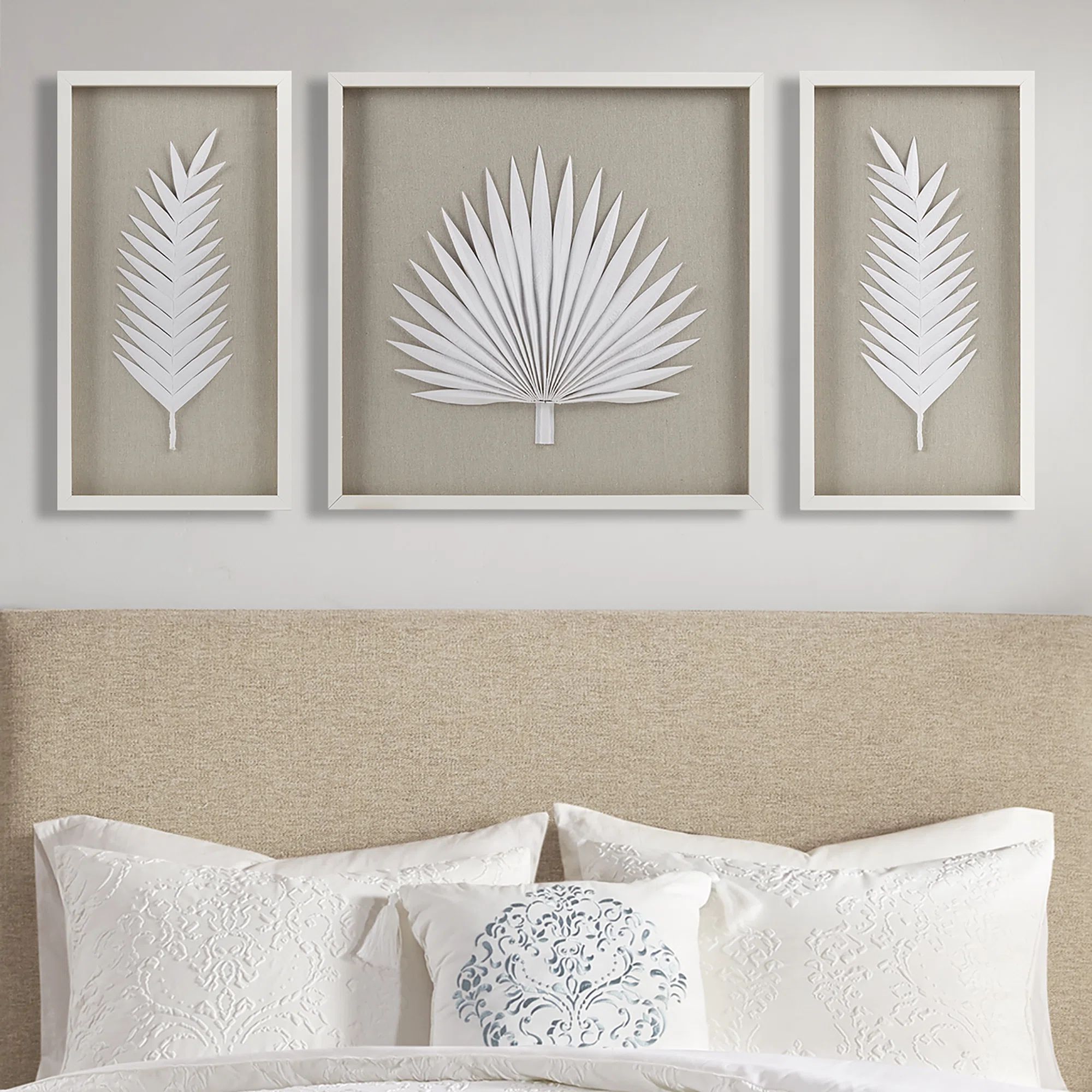 Madison Park Sabal Framed Rice Paper Palm Leaves 3-piece Shadowbox Wall Décor Set & Reviews | Wa... | Wayfair North America