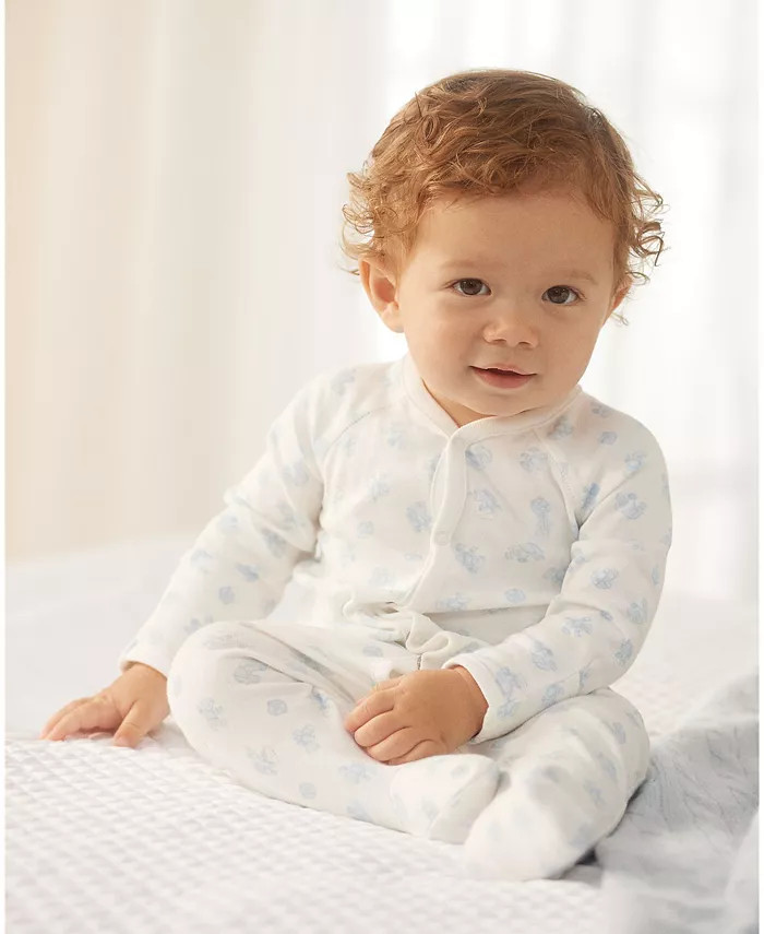 Polo Ralph Lauren Baby Girls or Boys Organic Cotton Interlock Footed Coverall - Macy's | Macy's