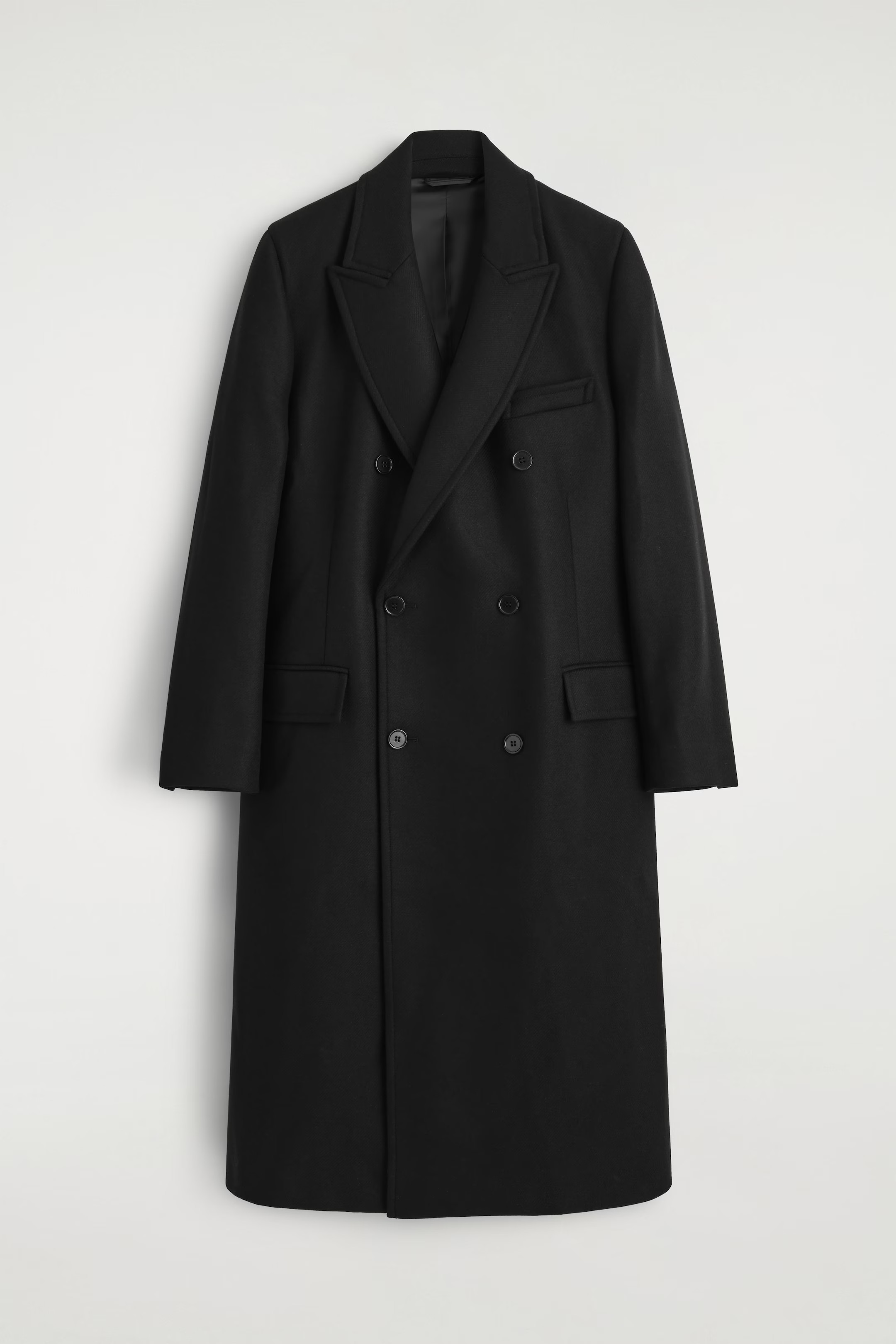 DOUBLE-BREASTED WOOL LONG COAT - BLACK | COS DE | COS (EU)
