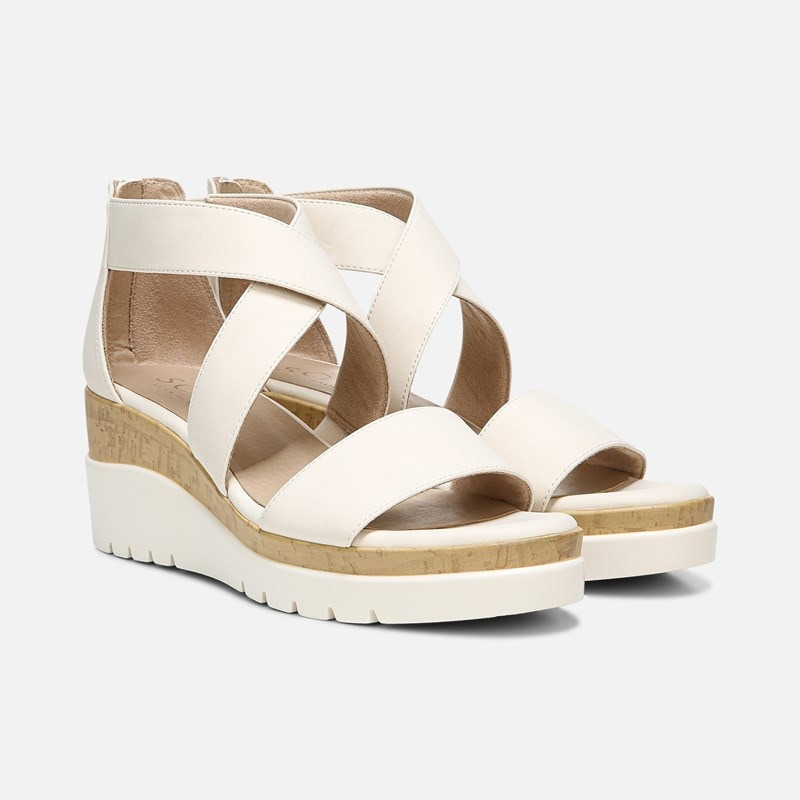 SOUL Goodtimes Wedge Sandal Sandals (Porcelain Manmade/Fabric) Size 7.0 W Open Toe | Naturalizer.ca