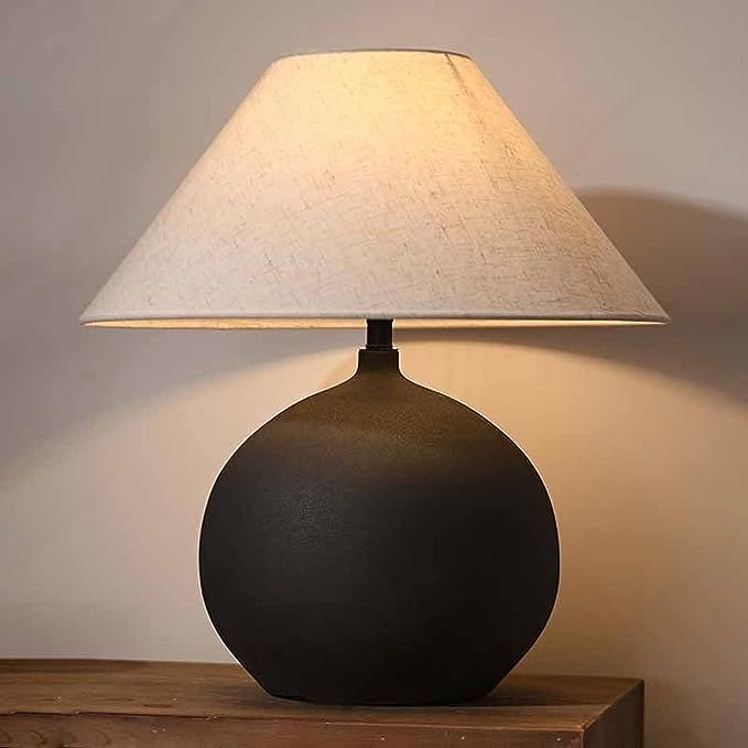HATUO Rustic Southwestern Jug Ceramic Table Lamp 17.7'' Tall Farmhouse Black Crock Pot Lamp Body ... | Amazon (US)