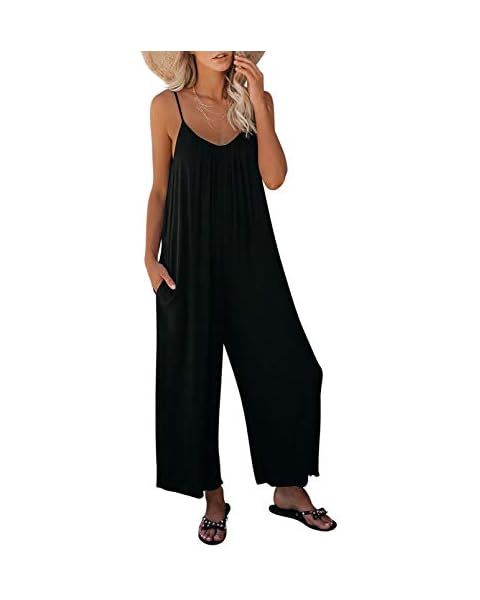 Amazon.com: Happy Sailed Long Rompers and Jumpsuits for Women Baggy Overalls Pants Casual Black J... | Amazon (US)