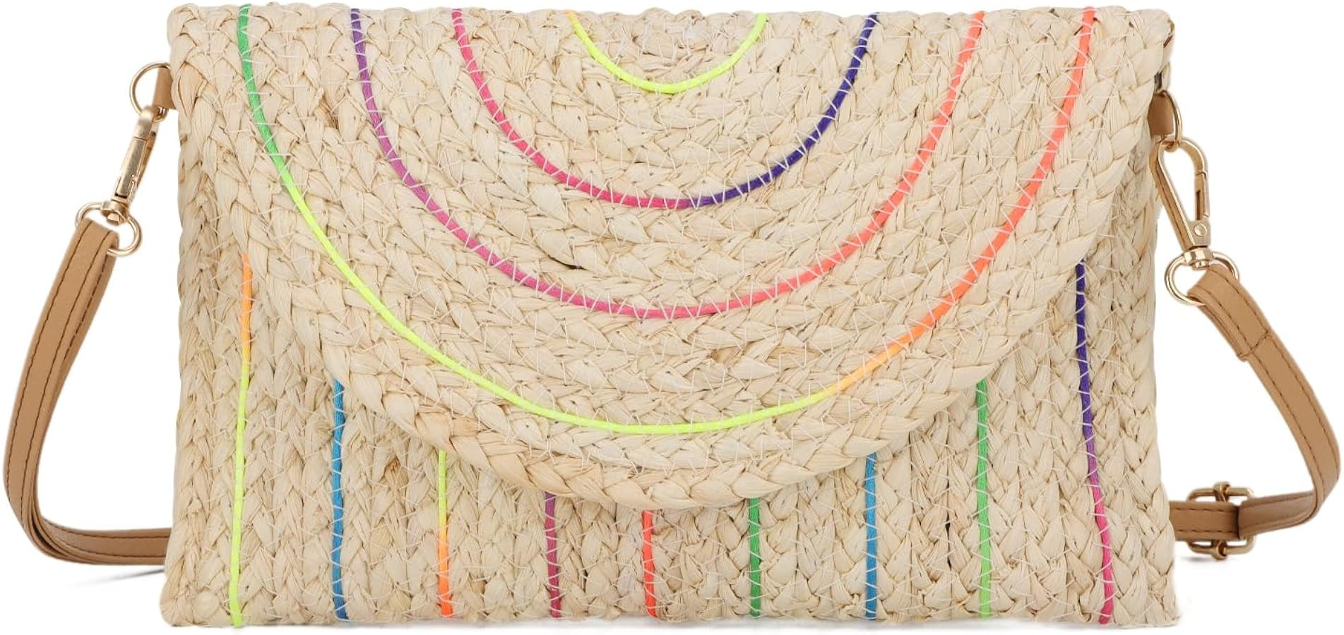 KUANG! Straw Shoulder Bag for Women Woven Purse Beach Envelope Clutch Straw Wallet Crossbody Bag | Amazon (US)