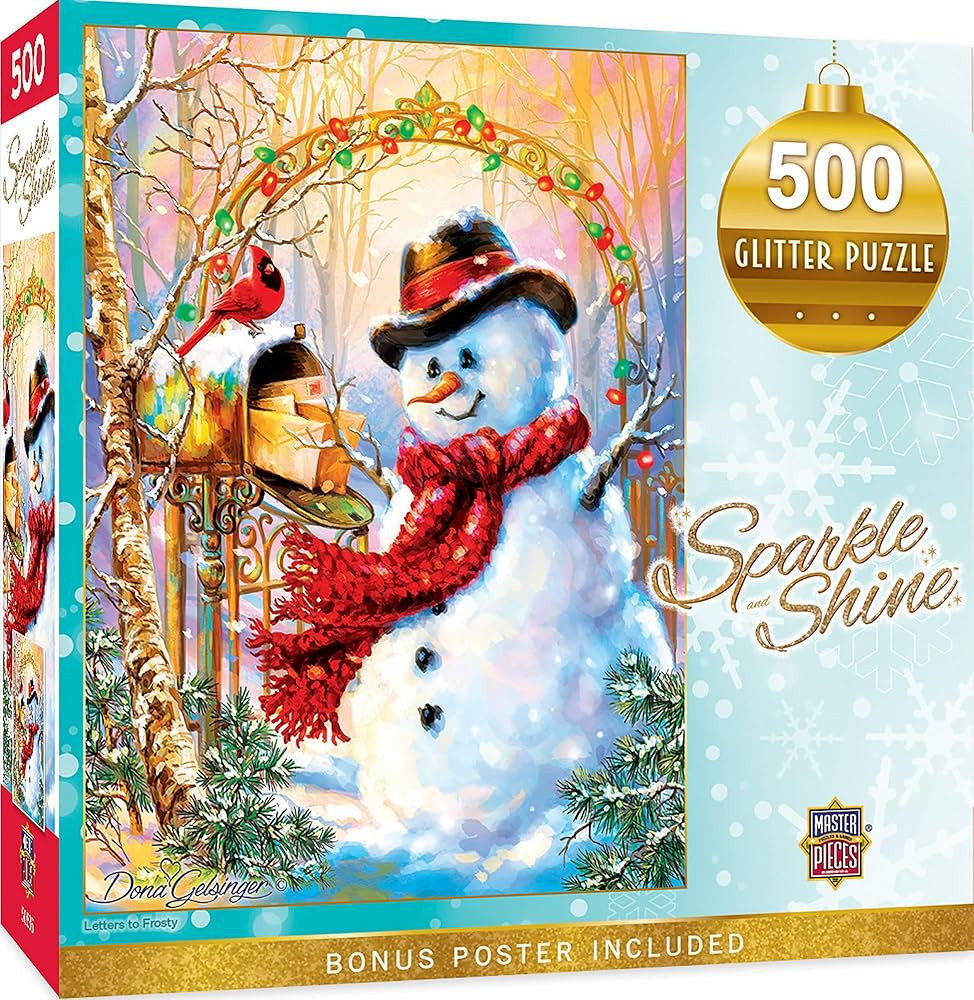 Masterpieces 500 Piece Glitter Christmas Jigsaw Puzzle - Letters To Frosty - 15"x21" | Amazon (US)