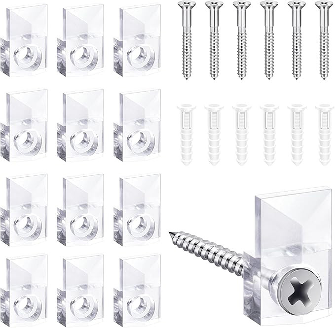 22 Sets of Mirror Holder Clips Kit,Crystal Clear Plastic Mirror Clip,Mirror Holder Clips Glass Re... | Amazon (US)