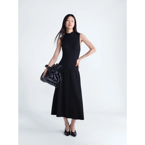 Scoop Women's and Women's Plus Mock Neck Midi Sweater Dress, Sizes XS-4X | Walmart (US)
