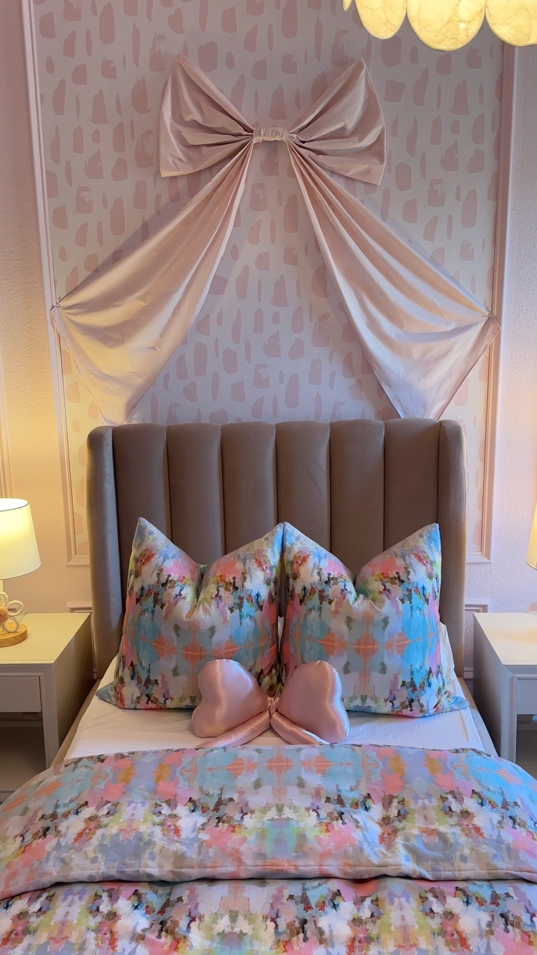 My 5 year old daughters big girl room!! I am so happy with the way it turned out! 

Wallpaper code: “kristin” to save 25% off!! 

Girls room, toddler bed, pottery barn, chandelier, pink room, bow pillow, big girl room, bow curtains, rug

#LTKVideo #LTKHome #LTKKids