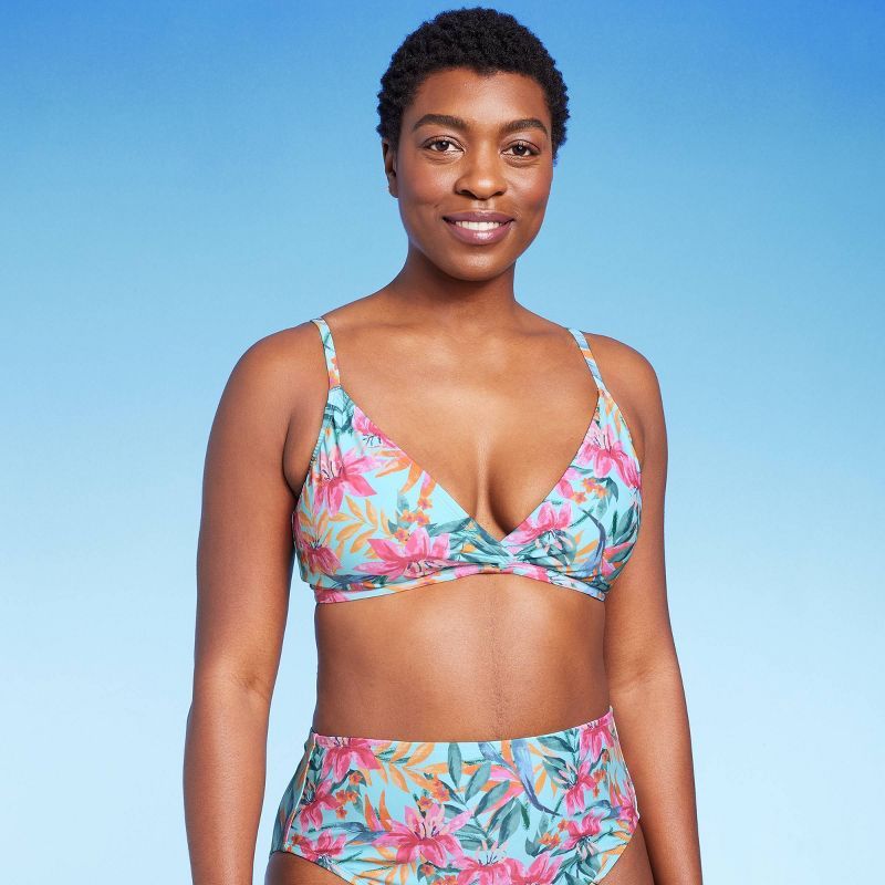 Women's Tropical Print Crossover Triangle Bikini Top - Kona Sol™ Multi | Target