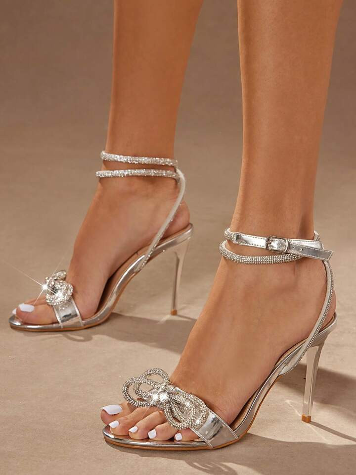 SHUZIA Ladies Dressy Stiletto Heels With Rhinestone Bow Decor | SHEIN