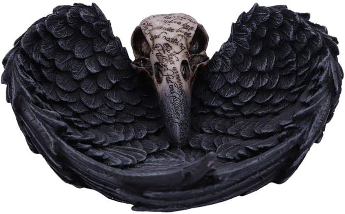 Nemesis Now Edgar Allan Poe's Nevermore Raven Skull Trinket Holder, Gothic Jewelry Dish, Hand-Pai... | Amazon (US)