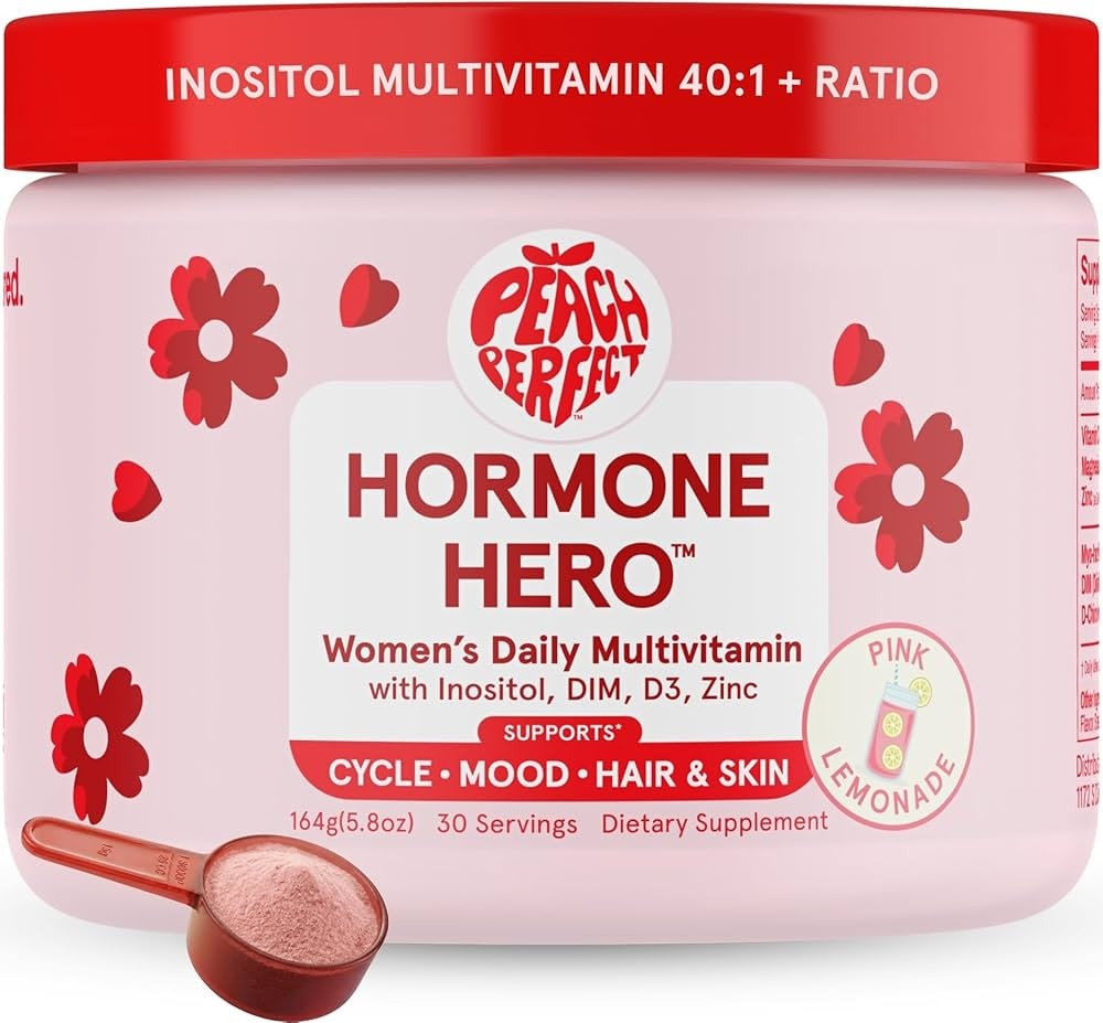 Peach Perfect Inositol Powder Multivitamin, Pink Lemonade Flavor – 4g Myo & D-Chiro Inositol, D... | Amazon (US)