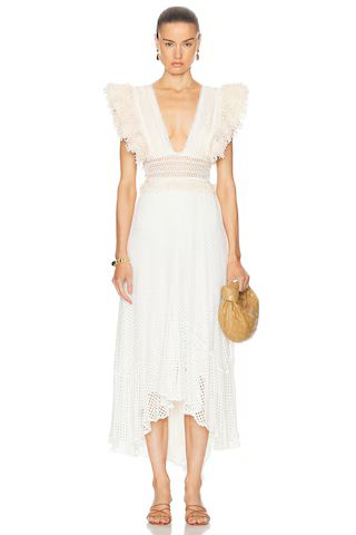 PatBO Hand Woven Netted Beach Dress in Beige | FWRD 