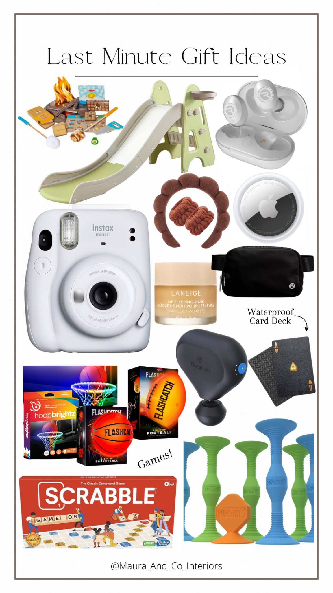Last minute gift ideas!

Kids, teens, toddlers, adult, mom, dad, wife, husband, spa gift, massage gift, lululemon, Polaroid camera, gift guide, gift idea for all ages, sports, games

#LTKHoliday #LTKfamily #LTKGiftGuide