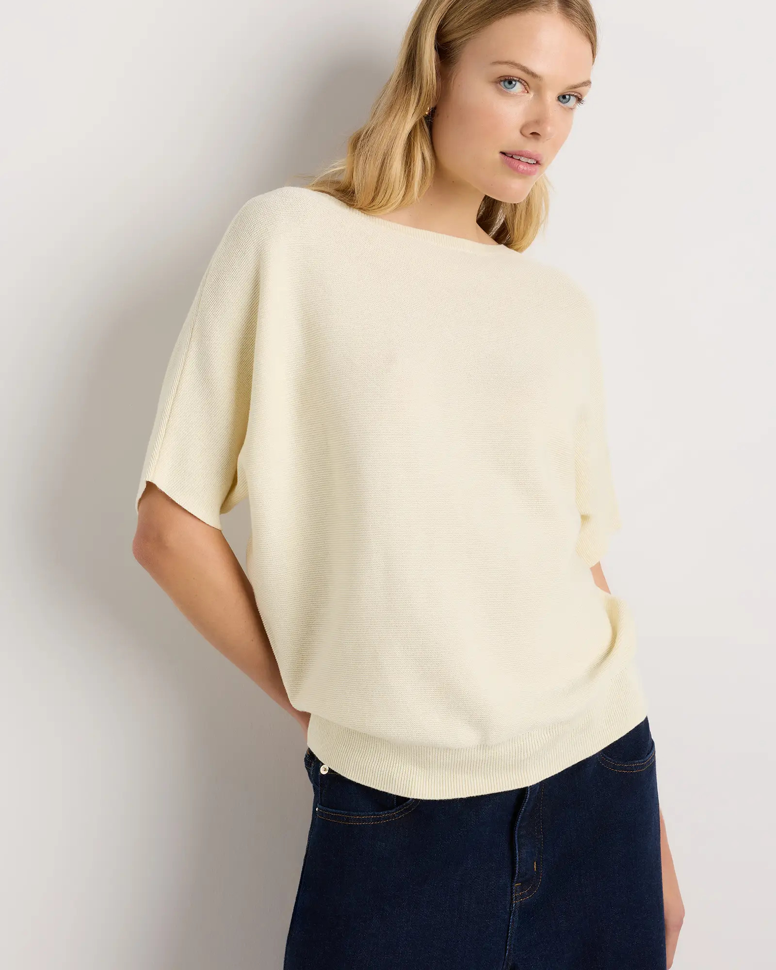 Lightweight Cotton Cashmere Link-Stitch Dolman Sweater | Quince