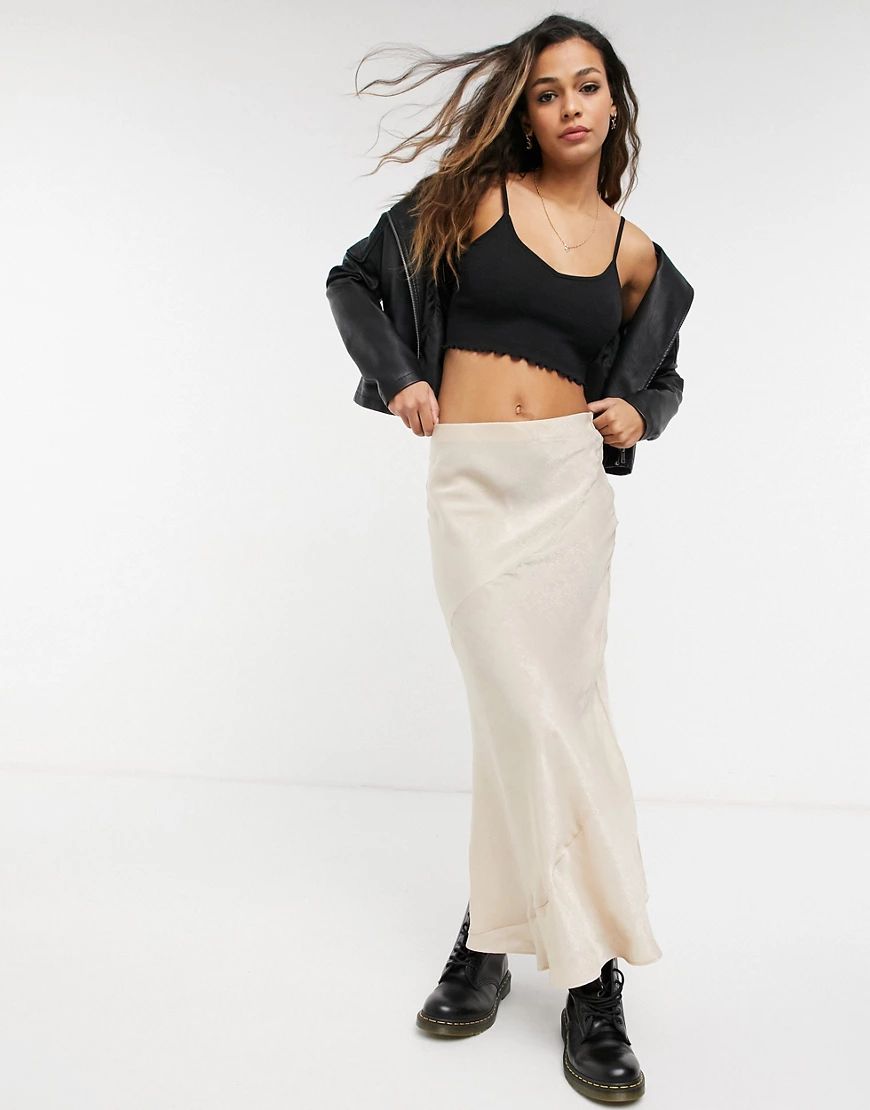 BB Dakota satin maxi skirt in cream shimmer-White | ASOS (Global)