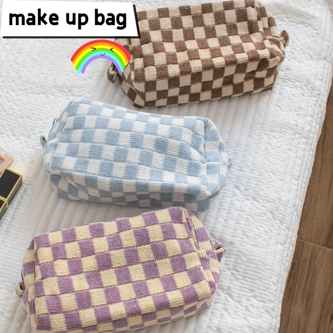 Stylish Checkered Makeup Bag: Perfect for Travel & Organizing Your Beauty Essentials | Temu Affiliate Program