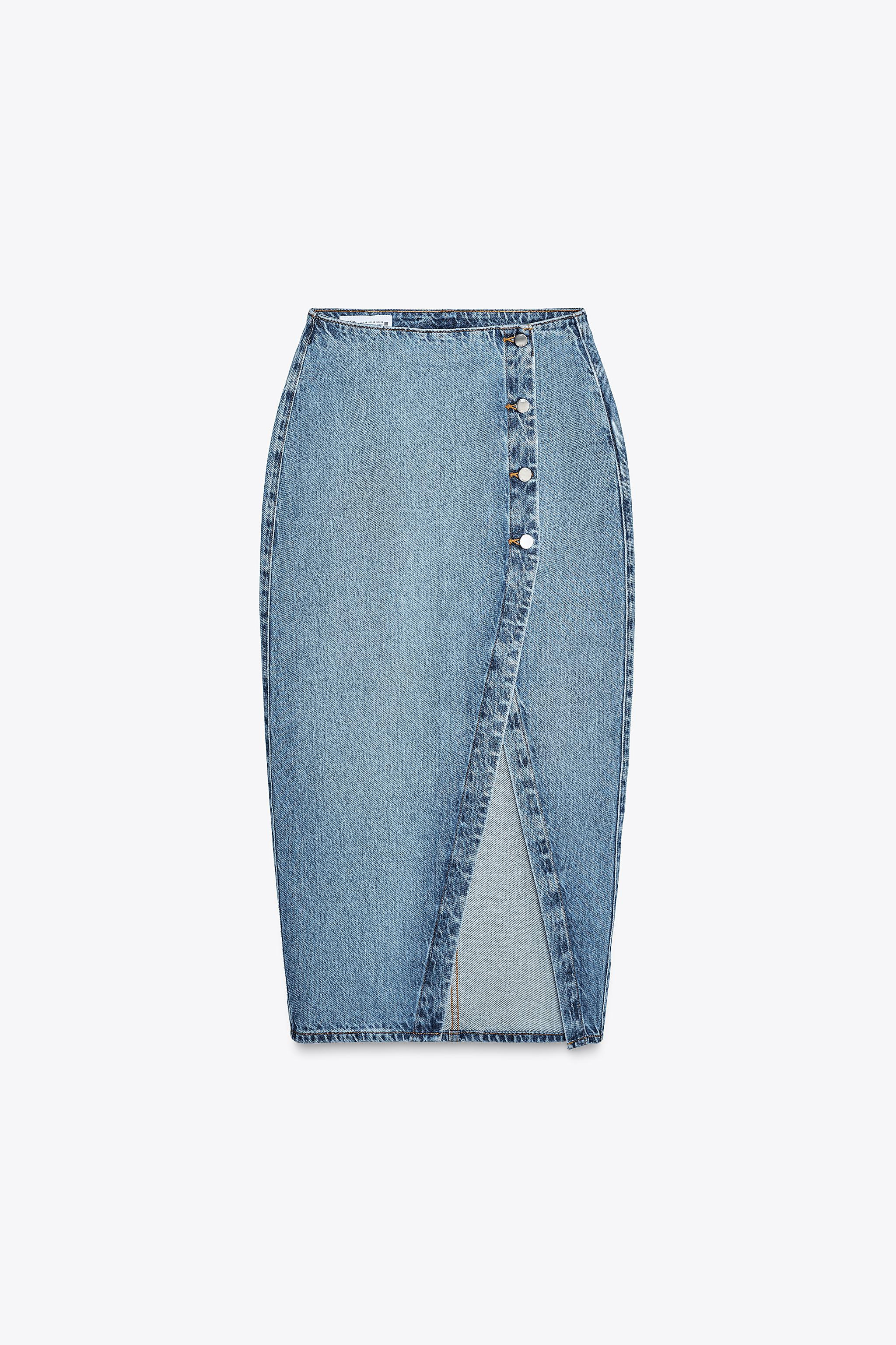 Z1975 DENIM CROSSOVER MIDI SKIRT | Zara US