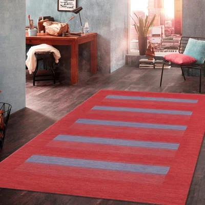 Esai Striped Handmade Rectangle 8'9" x 11'9" Cotton/Wool/Silk Area Rug in Gray/Red | Wayfair North America