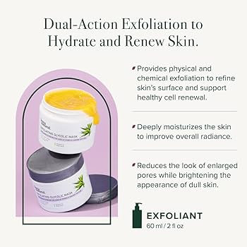 InstaNatural Glycolic Acid Exfoliating Face Mask, Exfoliating Face Scrub and Skin Care Mask, Pore... | Amazon (US)