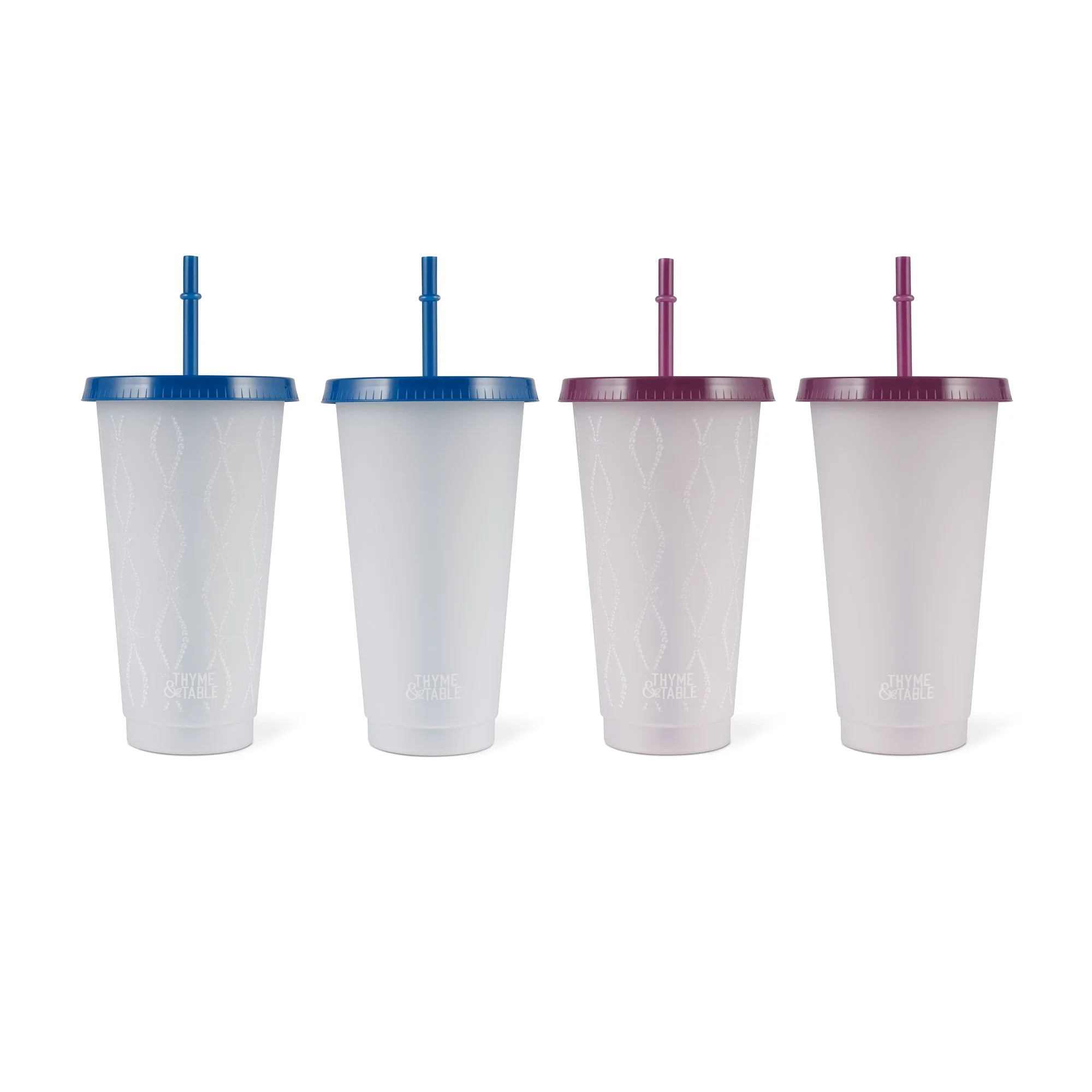 Thyme & Table 24oz 4-pack Color Changing Cups, Blue and Purple | Walmart (US)