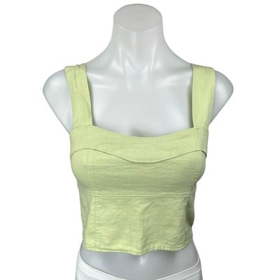 Abercrombie & Fitch Green Linen Sleeveless Smocked Cami Camisole Crop Tank Top S | eBay | eBay US