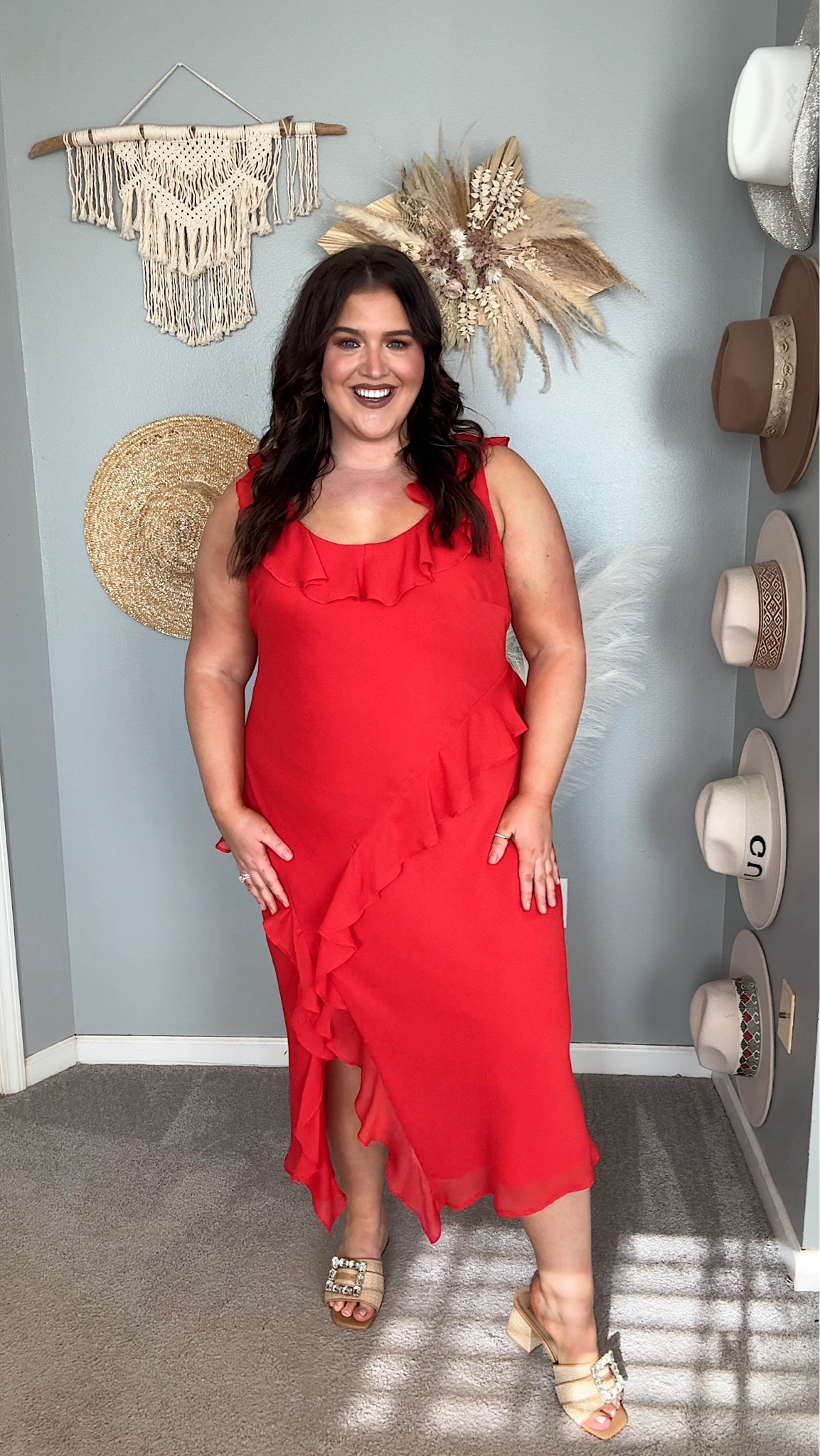 Target new Spring arrivals 🎯 Beautiful red ruffle dress for date night, GNO or wedding guest 💃🏼 Size 18

#LTKStyleTip #LTKPlusSize #LTKFindsUnder50