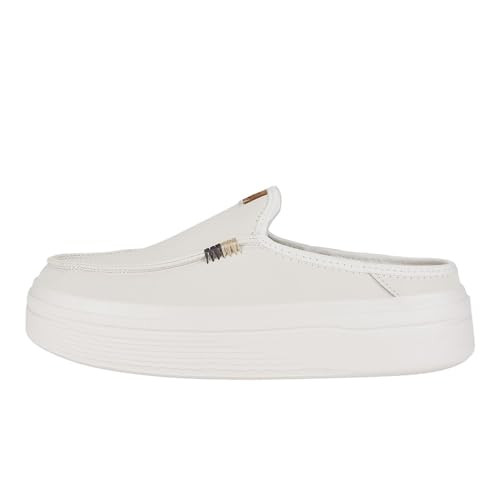HEYDUDE Austin Lift Leather White Size 7 | Women's Shoes | Women Slip-on Loafers | Comfortable & Light-Weight | Amazon (US)