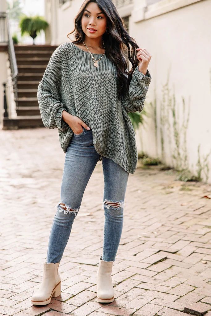 Leave It All Behind Sage Green Sweater | The Mint Julep Boutique