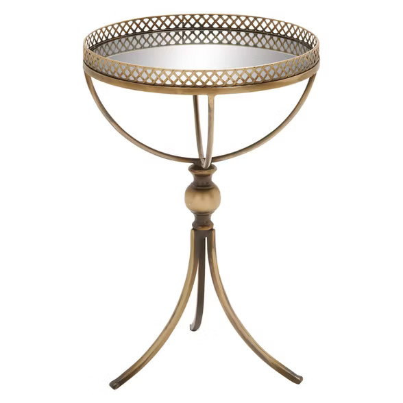 Metal and Glass Round Pedestal Table Gold - Olivia & May | Target