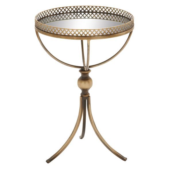 Metal and Glass Round Pedestal Table Gold - Olivia & May | Target
