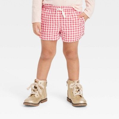 Toddler Girls' Gingham Check Shorts - Cat & Jack™ Coral Pink | Target