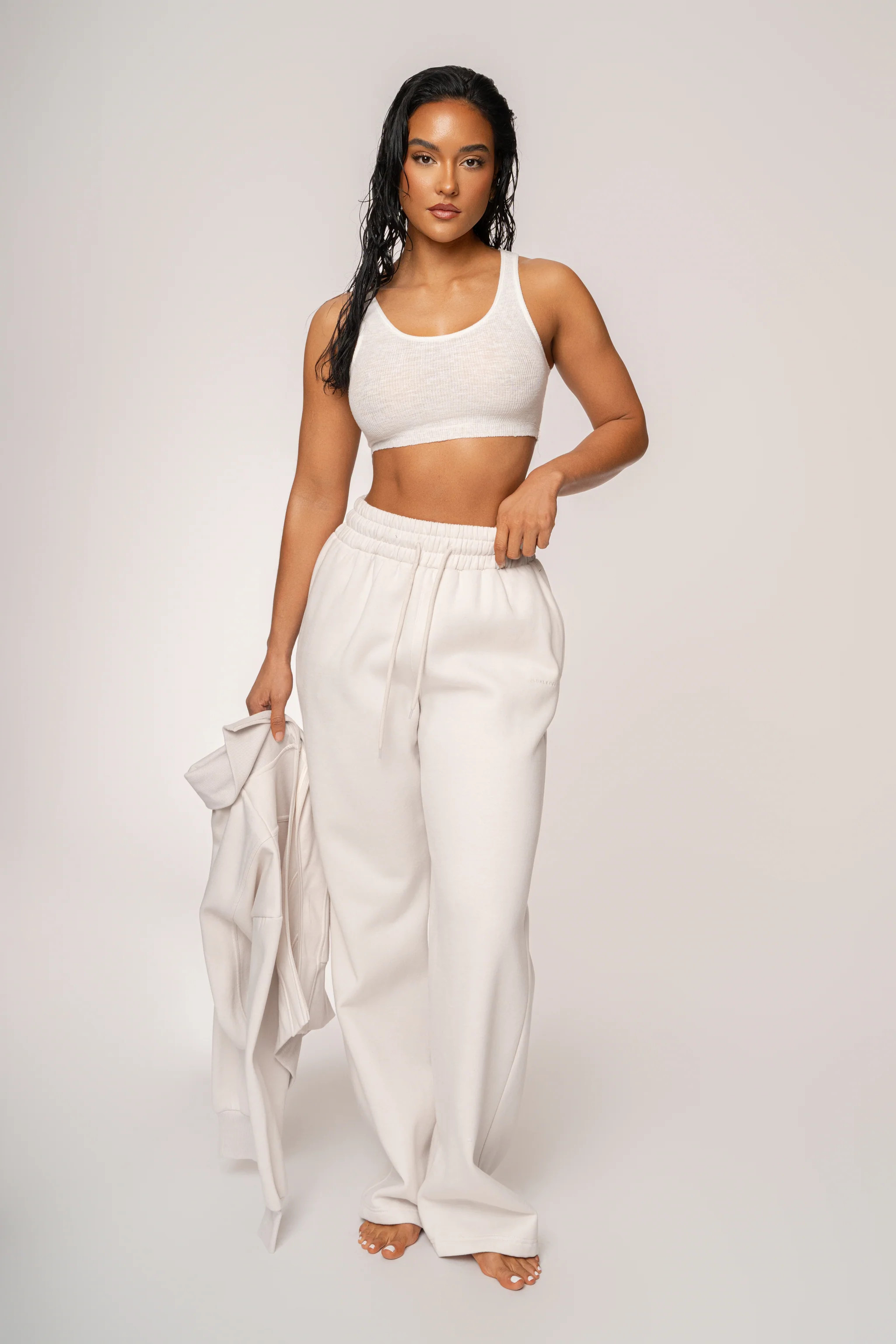 Bone JLUXLABEL Logo Fleece Pants | JLUXLABEL