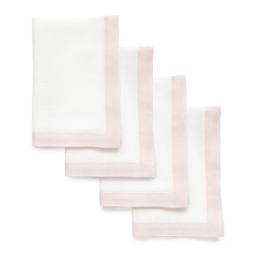 Solino Home Linen Cloth Napkins Set of 4-100% Pure Linen Blush Pink and White Dinner Napkins 20 x 20 Inch for Valentines, Spring, Easter - Classic, Handcrafted and Machine Washable | Amazon (US)