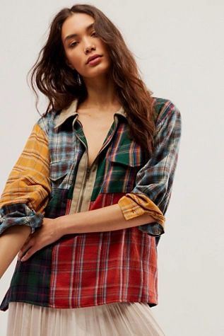 Profound Aesthetic Multi Plaid Zip Up Shirt | Free People (Global - UK&FR Excluded)