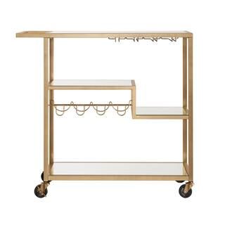 HomeSullivan Allyon Champagne Gold Bar Cart with Wine Glass Storage-40616BS-07MR - The Home Depot | The Home Depot