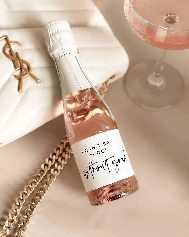 Bridesmaid Proposal Mini Champagne Labels - Bridesmaid Box Stickers | Bridal Party Gift - I Can't... | Etsy (US)