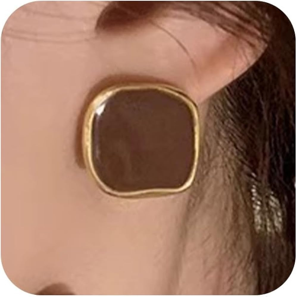 Vintage Black Enamel Square Earrings for Women Fashion Two Tone Gold Stud Dripping Oil Dangle Ear... | Amazon (US)
