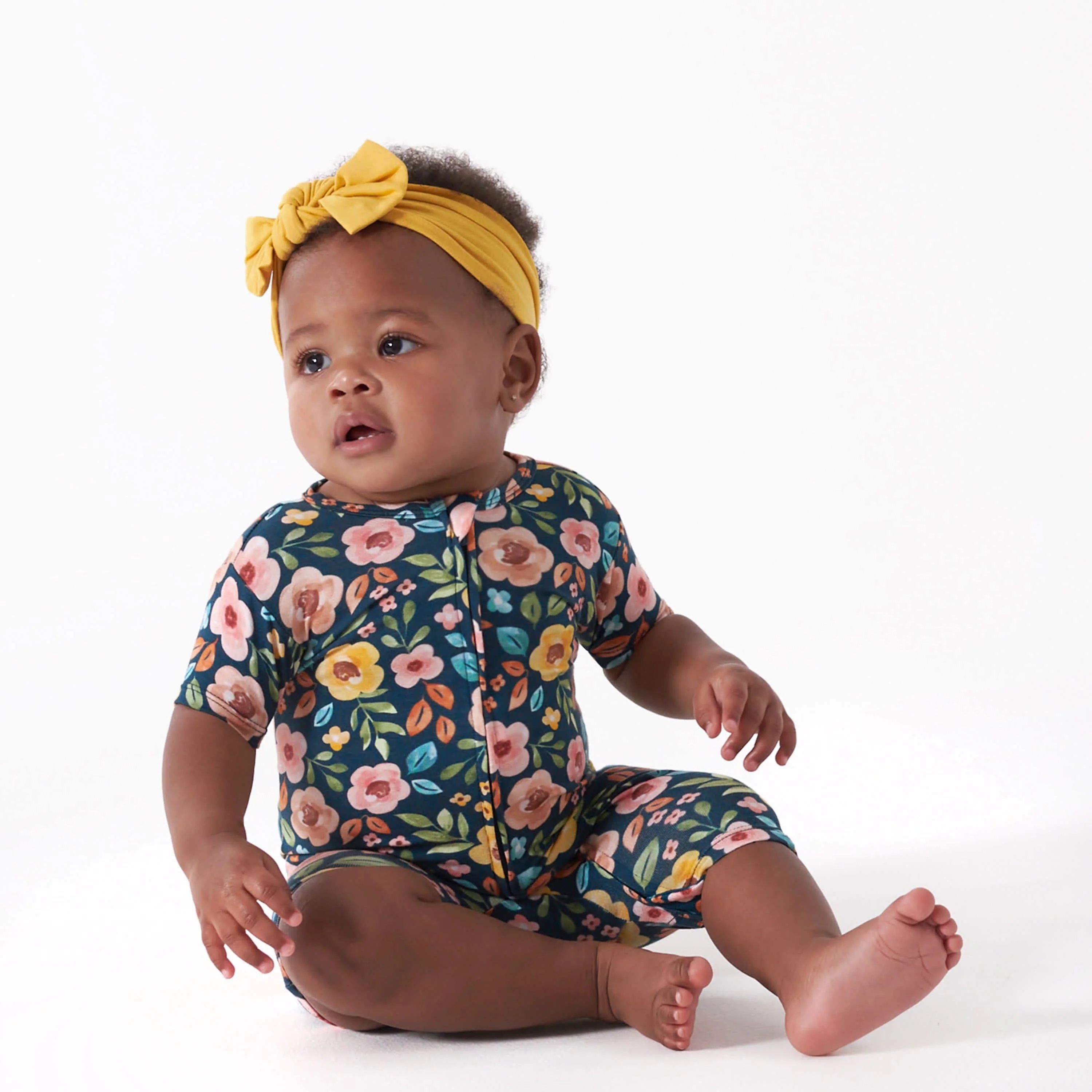 Baby Girls Midnight Floral Buttery Soft Viscose Made from Eucalyptus Snug Fit Romper | Gerber Childrenswear
