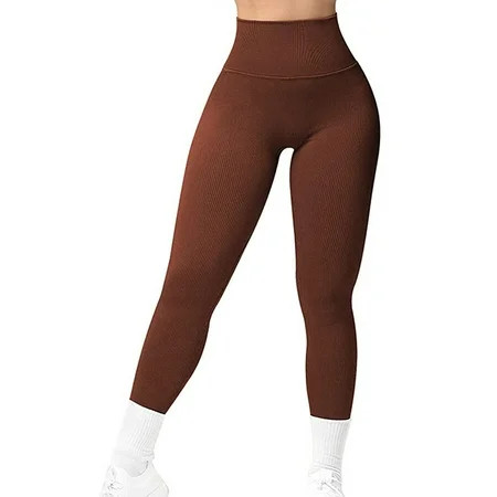 Sngxgn Yoga Leggings for Women High Waisted Workout Legging for (Brown XL) | Walmart (US)