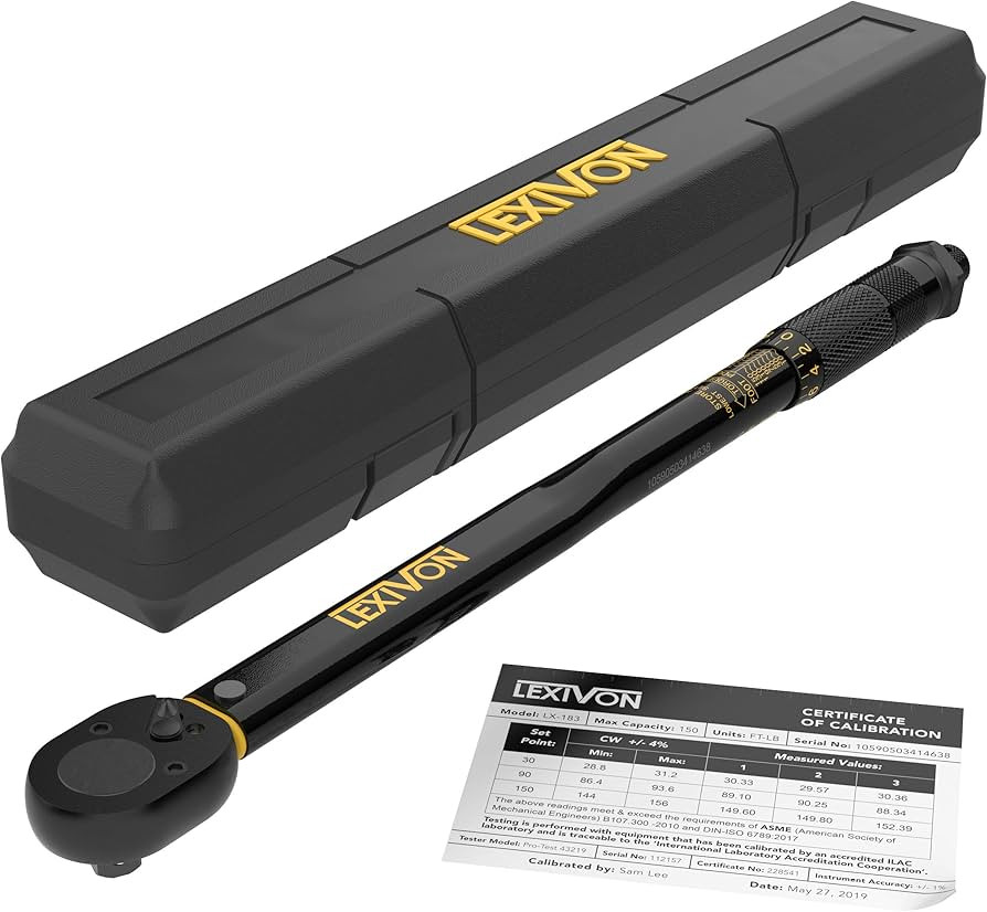 LEXIVON Torque Wrench 1/2-Inch Drive Click 10~150 Ft-Lb/13.6~203.5 Nm (LX-183) | Amazon (US)