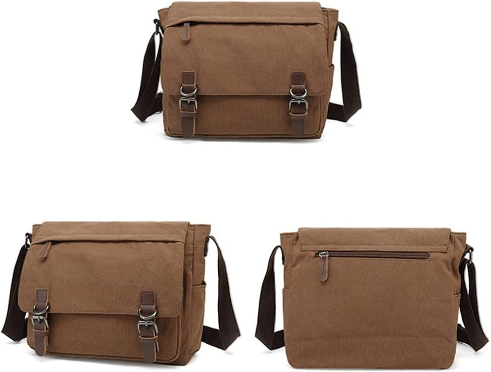 Sechunk Canvas Vintage Messenger Bag Shoulder bag Leather Large Travel Crossbody bags for men women 15inch Laptop | Amazon (US)