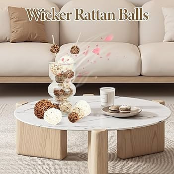 27PCS Woven Rattan Decorative Balls, 2.4" Wicker Orbs for Bowl Centerpieces & Vase Fillers, Neutr... | Amazon (US)